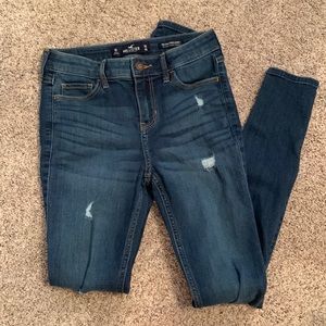 Hollister mid rise super skinny blue jeans size 0